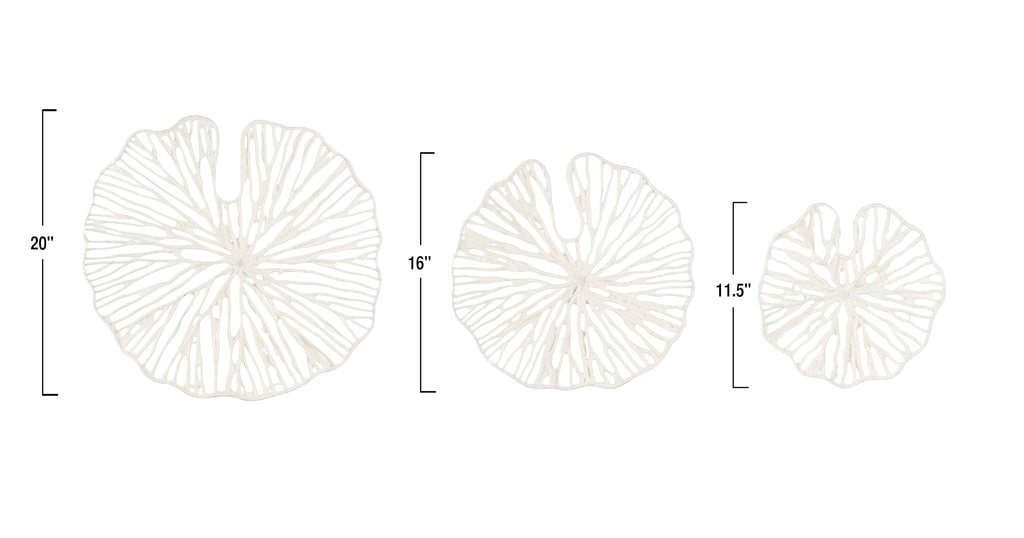 Handmade White Coral Shaped Paper & Metal Wall Decor (Set of 3 Sizes)