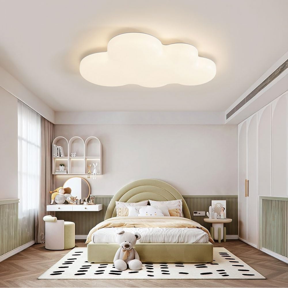 Cloud Ceiling Light LED Ceiling Lamp, Flush Mount Light Fixture, 60cm 58W Color Changeable LED, Milk White PE