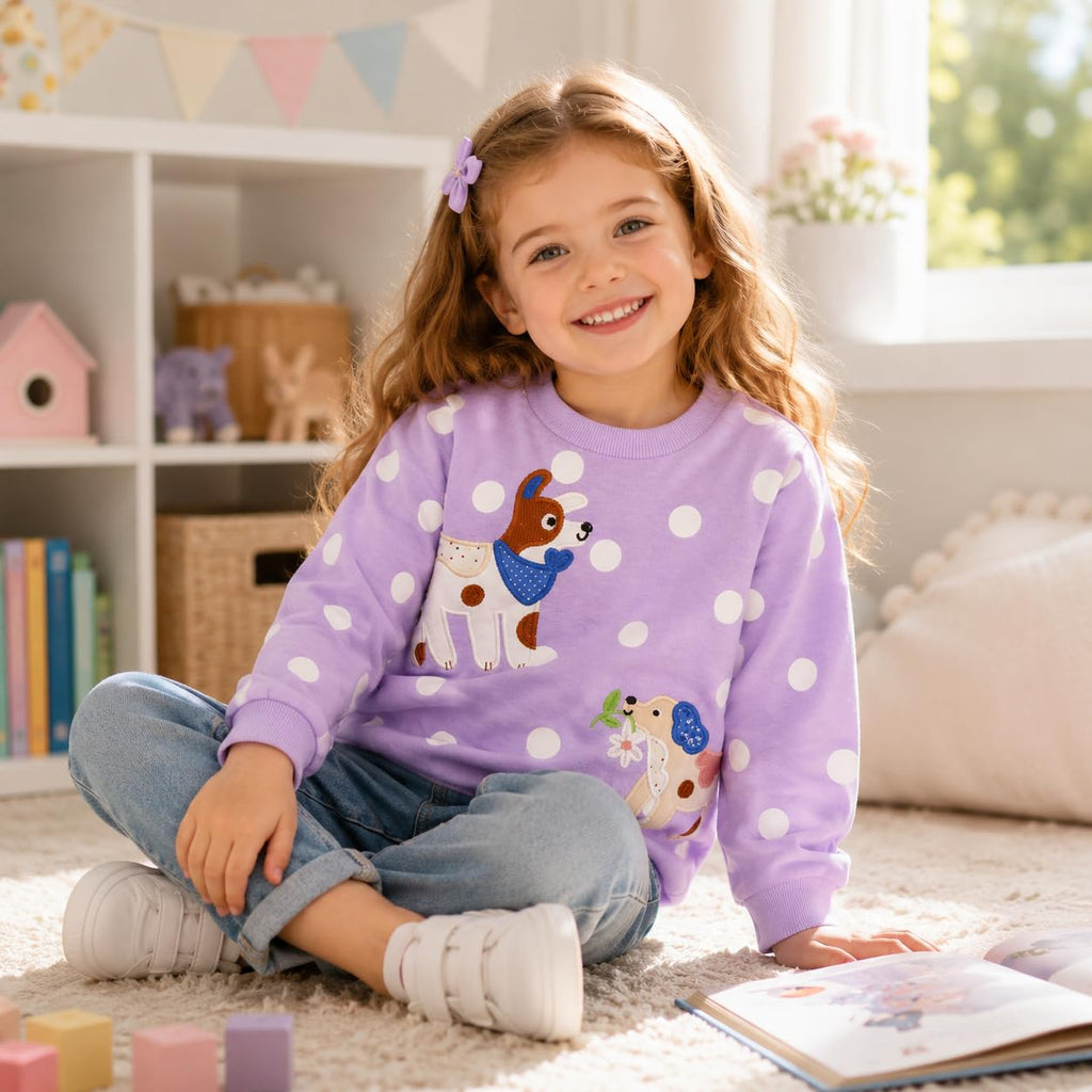 Toddler Baby Girls Cotton Sweater, Long Sleeve Crewneck Sweatshirt Pullover Kids Warm Clothing for Fall Winter