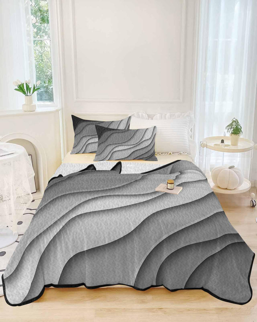 Quilt Sets Grey Modern Geometric Comforter Set Lightweight Soft Bedspread Coverlet Gray Abstract Beach