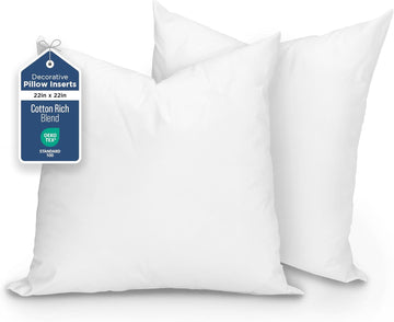 Decorative Throw Pillow Inserts, White, 22" x 22" - Set of 2