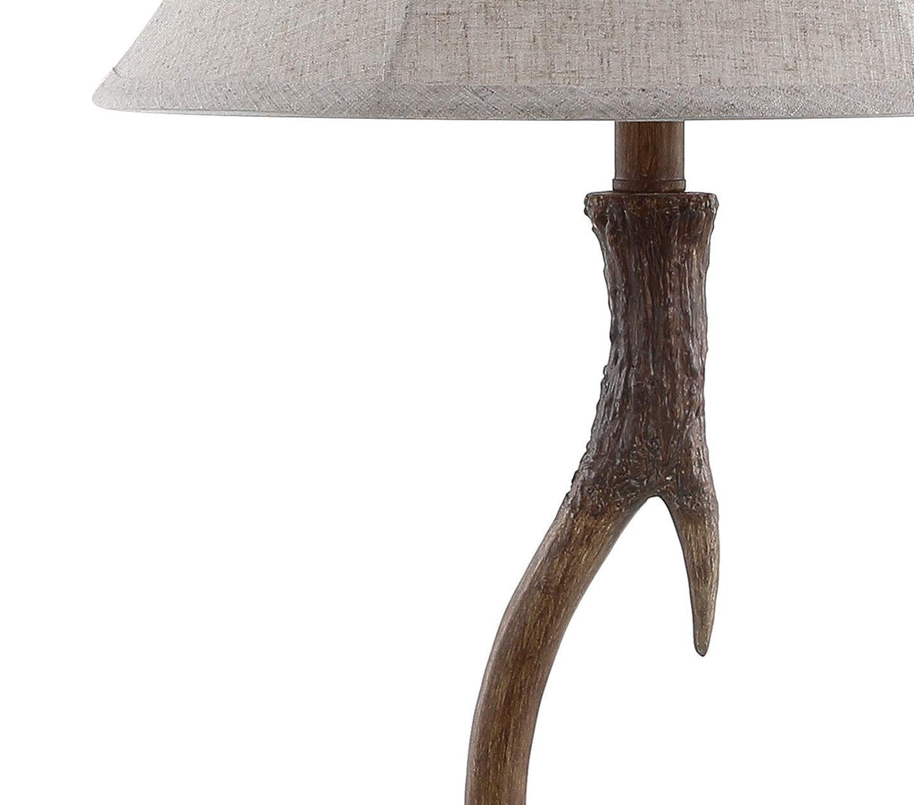 Antler Table Lamp Rustic Farmhouse Lodge 27.5" Resin, Brown