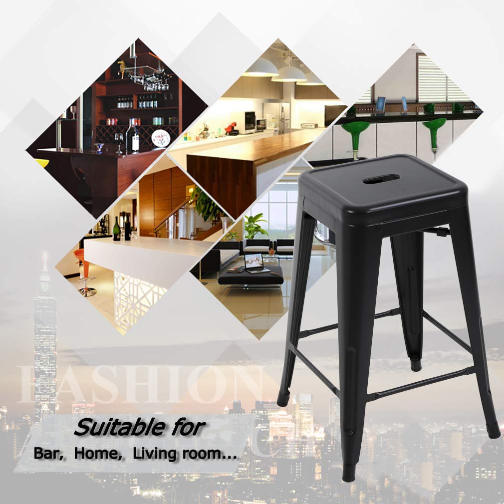 Bar Stools Set of 4 Counter Stool Metal Bar Stools 30 Inches Height Industrial Bar Chairs Patio Stool Stackable