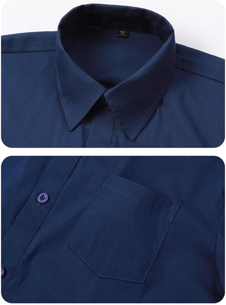 Boys Short Sleeve Button Down Dress Shirt with Chest Pocket