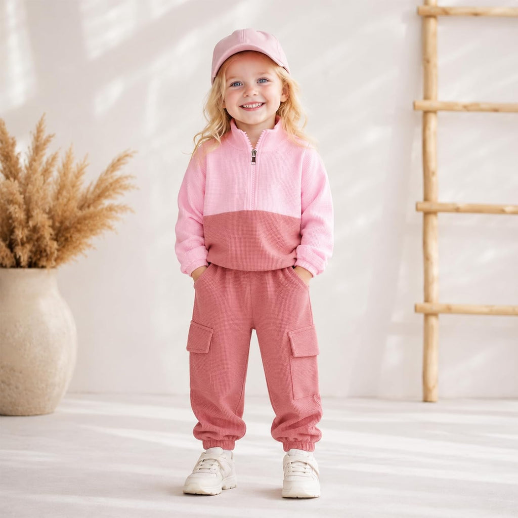 Toddler Girl Clothes Fall Outfit Waffle Sweatshirt Pants Set