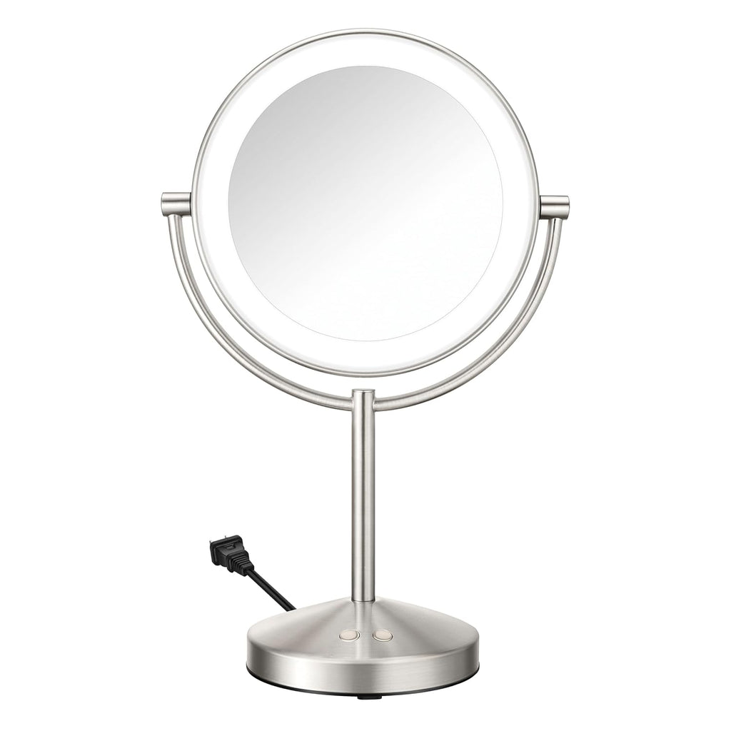 Lighted Makeup Mirror, Double-Sided LED Vanity Mirror with 1X/10X Magnification, 3 Light Settings, 3 Modes, 360°