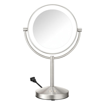 Lighted Makeup Mirror, Double-Sided LED Vanity Mirror with 1X/10X Magnification, 3 Light Settings, 3 Modes, 360°