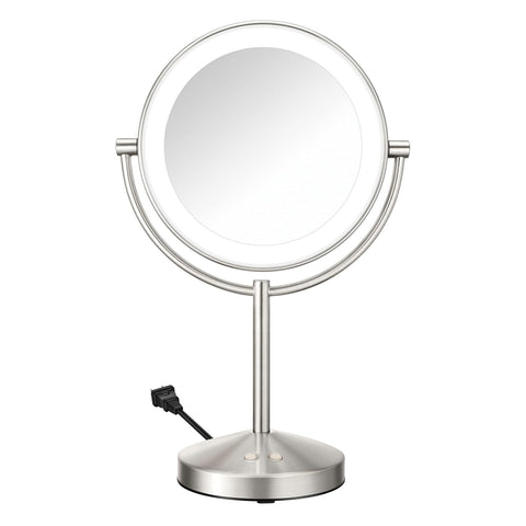 Lighted Makeup Mirror, Double-Sided LED Vanity Mirror with 1X/10X Magnification, 3 Light Settings, 3 Modes, 360°