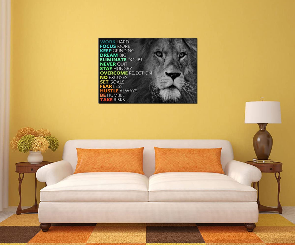 Motivational Poster Lion Inspirational Canvas Wall Art Lion Inspiring Canvas Prints Artwork Modern Home Decor