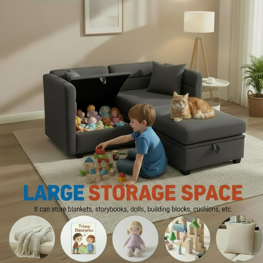 Loveseat with Storage Seats Modular Sectional Small Couch for Small Spaces with Reclining Arms and Backs 2 Seater