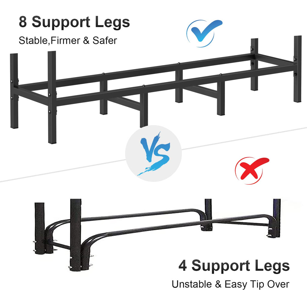 4FT Firewood Rack Holder for Fireplace, Adjustable Log Stand for Storage