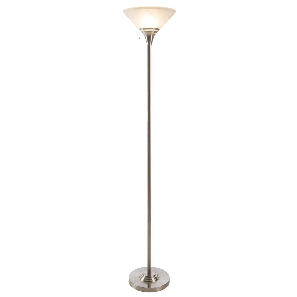 Torchiere Floor Lamp, Brushed Silver, 12.75" x 75.5"