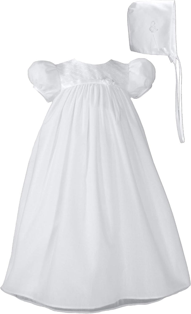Baby Girls White Bonnet Embroidered Christening Dress Outfit