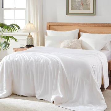 Cooling Lightweight Summer Comforter Queen Size, White 90x90inch