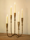 Iron Taper Candle Holders: Gold Tall Candelabra for Candlestick - Antique Brass Candle Stick Holder 5 Arm