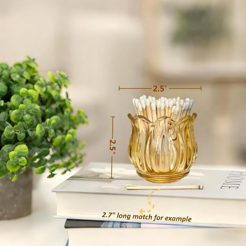 Match Holder with Striker x 3, Glass Matches Holders for 3.5 Inch,Match Box,Matchstick Holder Jar for Scented Candle