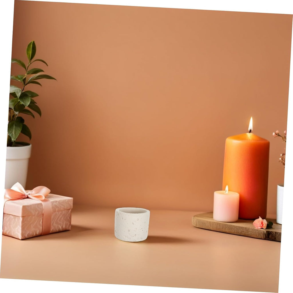 Concrete Match Holder Jar for Fireplace Candles - Minimalist Cement Matchstick Storage Container - Modern Tabletop