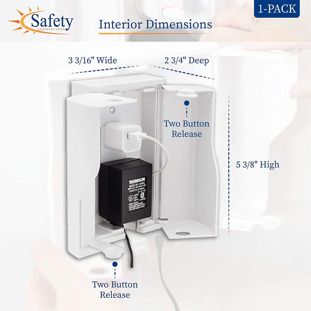 Twin Door Baby Safety Outlet Cover Box for Babyproofing Outlets - More Interior Space for Extra Large Electrical
