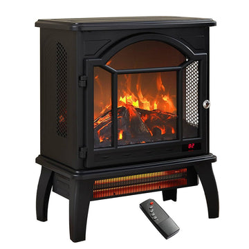 Freestanding Electric Fireplace Heater,Portable Infrared Fireplace Stove with 4 Types of 3D Realistic Flame