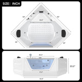 Acrylic Bath Tub with 6 Jetters | Hydromassage SPA Tub for 2 People | 59" Corner Jetted Bathtub with Waterproof