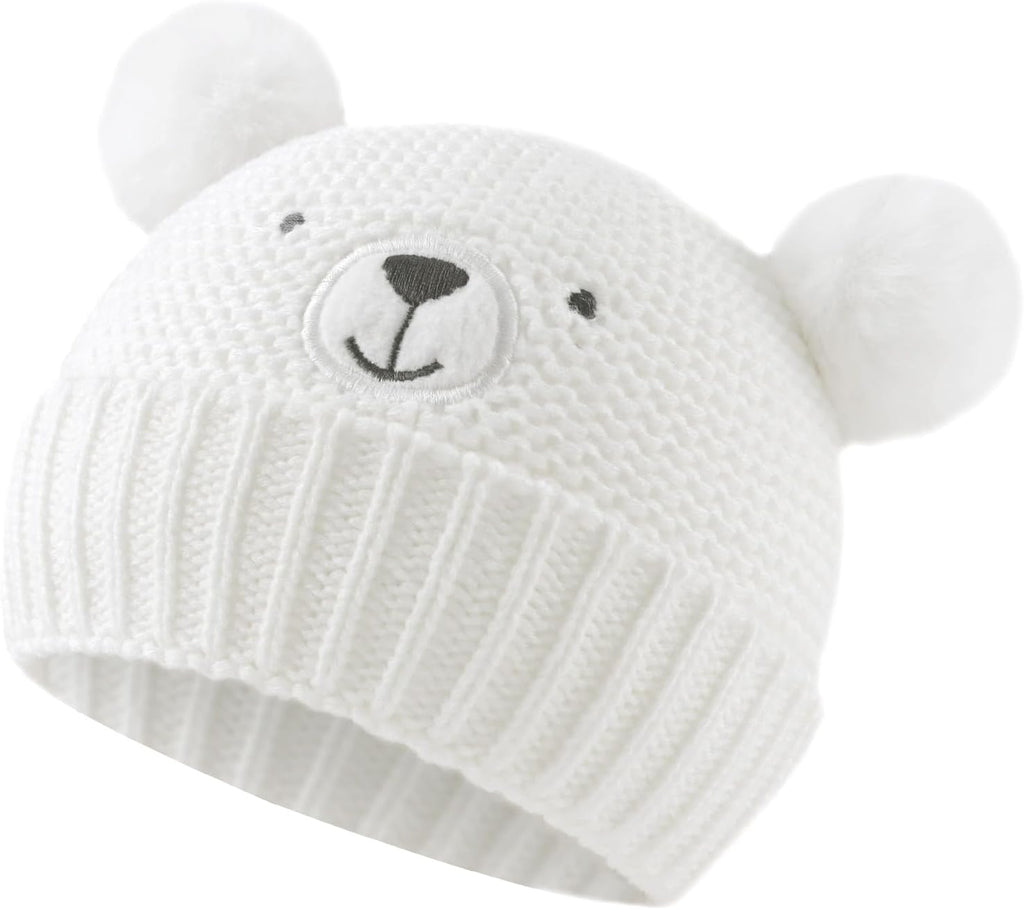 Cute Bear Baby Beanie Pompom Baby Boy Hat Winter Knit Beanie Girl