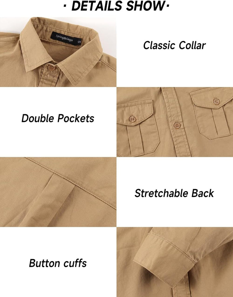 Boys' Long Sleeve Button Down Shirt for Kids Woven Solid Two Pockets