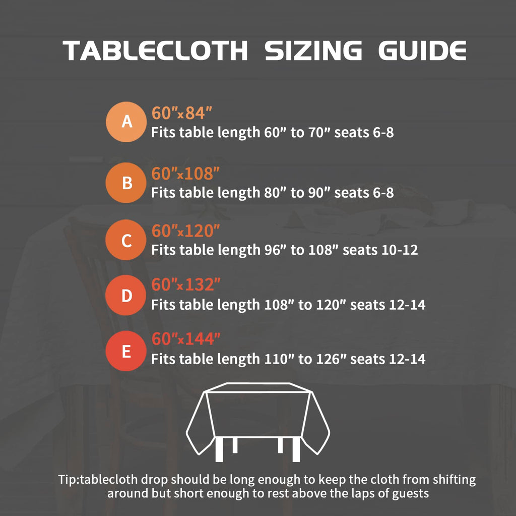 100% Pure Linen Rectangle Tablecloths 120LX60W Inch for Dining, Buffet Parties, Picnic, Events, Weddings and