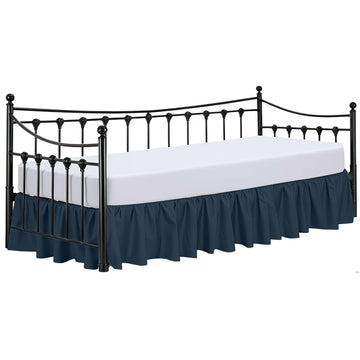Daybed Skirt 14 Inch Drop, Dust Ruffle Bed Skirts for Daybeds, Split Corners with Three Side Coverage (Navy Blue)