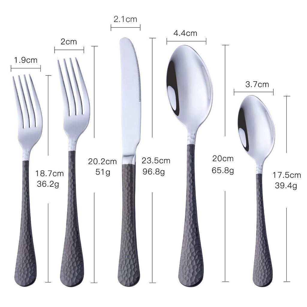 BuyGo 20-Piece Silverware Set, Hammered Design Flatware Set Dinnerware Set, Stainless Steel Tableware Eating Utensils
