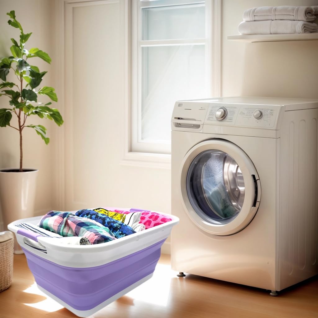 Set of (10.8 gallon) Collapsible Plastic Laundry Basket-Pop Up Storage Container-Portable Washing Tub-Space