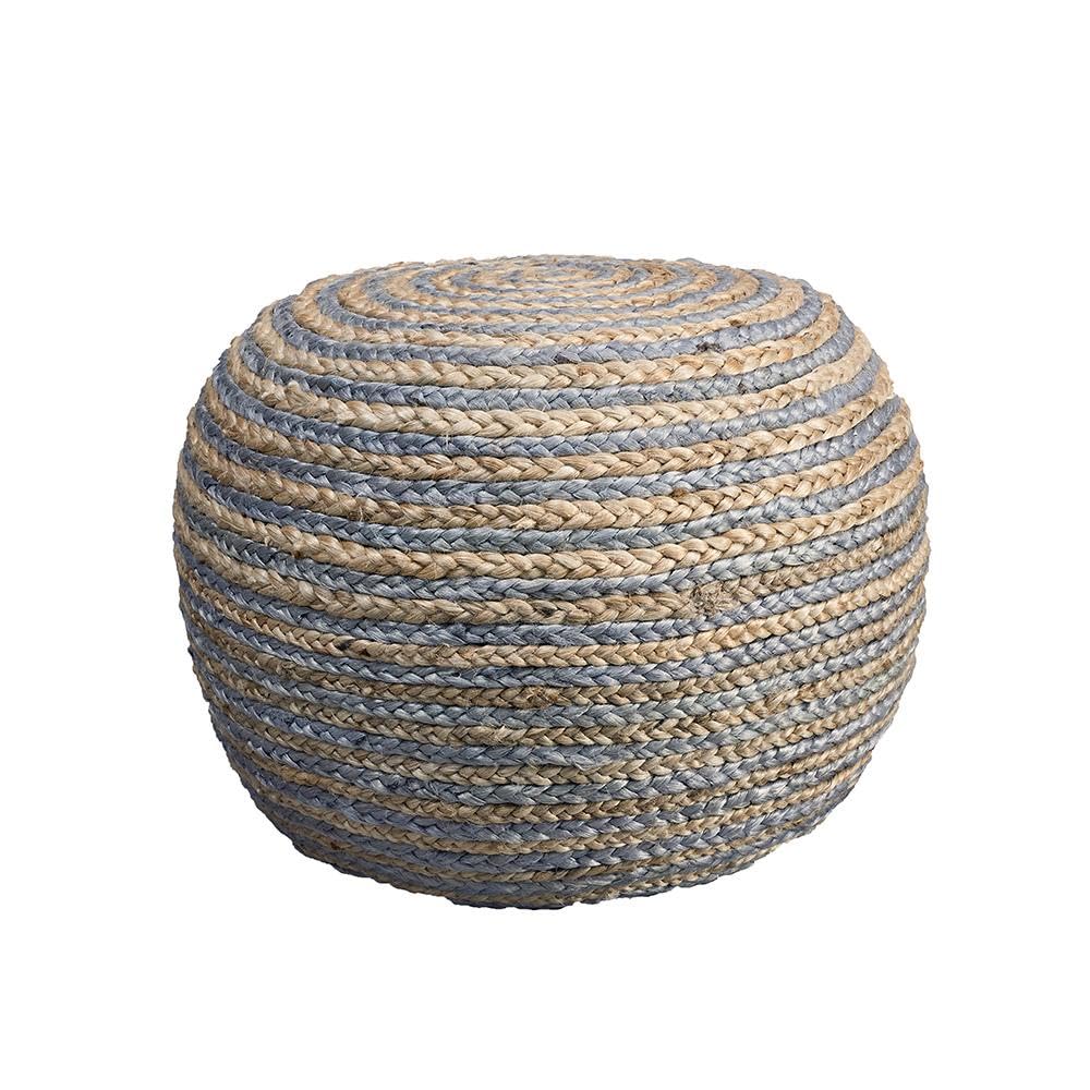 L.R. Resources Corcovado Au Naturel Braided Pouf Ottoman, 14" x 20", Natural