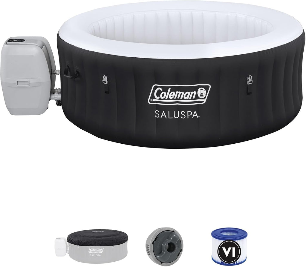 Miami AirJet Inflatable Hot Tub with EnergySense Cover Bundled with 2 SaluSpa Underwater Non-Slip Spa Seat with