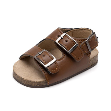 Baby Boys Girls Sandals Cork Footbed Adjustable Strap Clogs Infant Summer Non-Slip Rubber Sole Prewalk Shoes