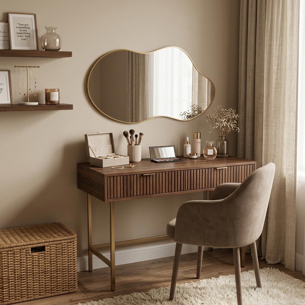 Irregular wall Mirror 25"x41" Gold Asymmetrical Mirror