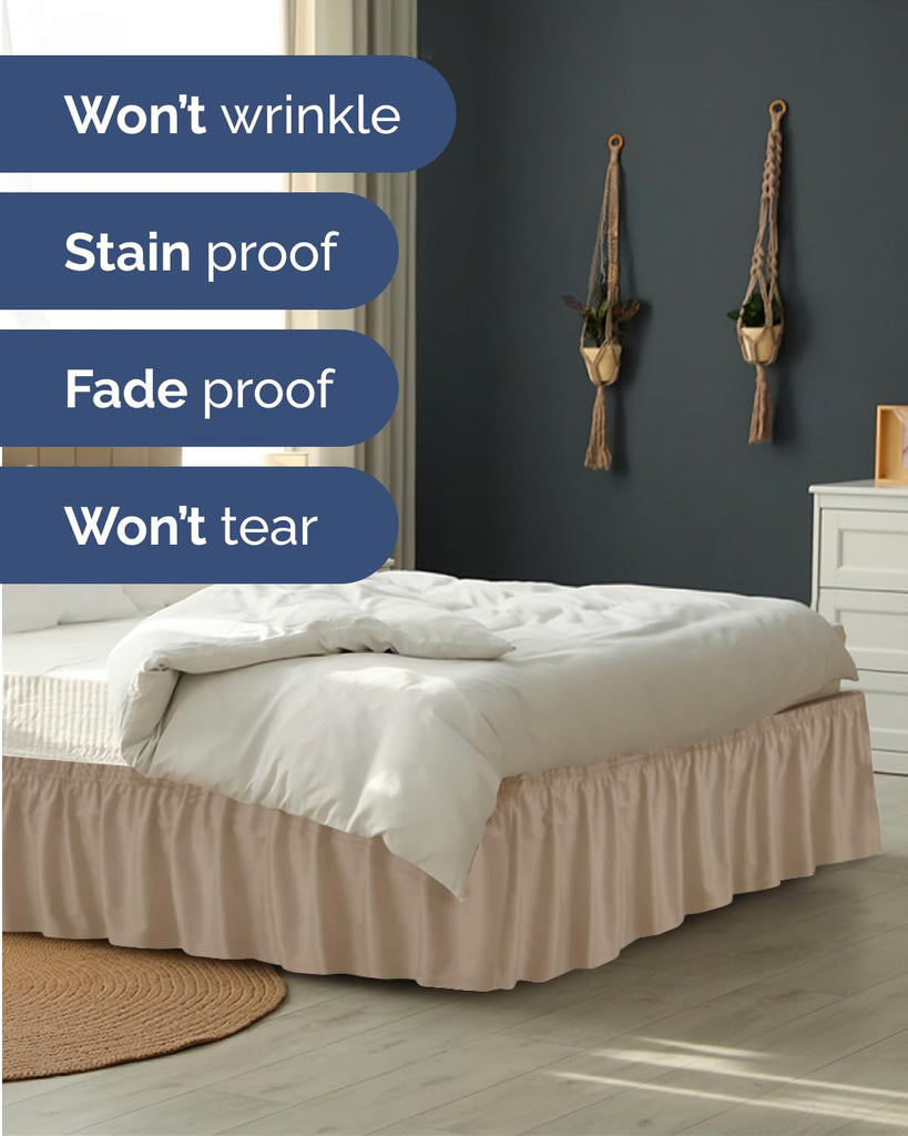 CGK Linens Wrap Around Dust Ruffle Bed Skirt - 15" Cream