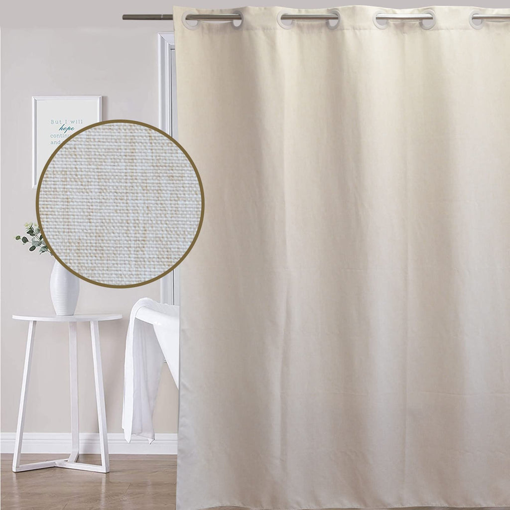 Natural Beige Linen Textured No Hooks, 72x72"