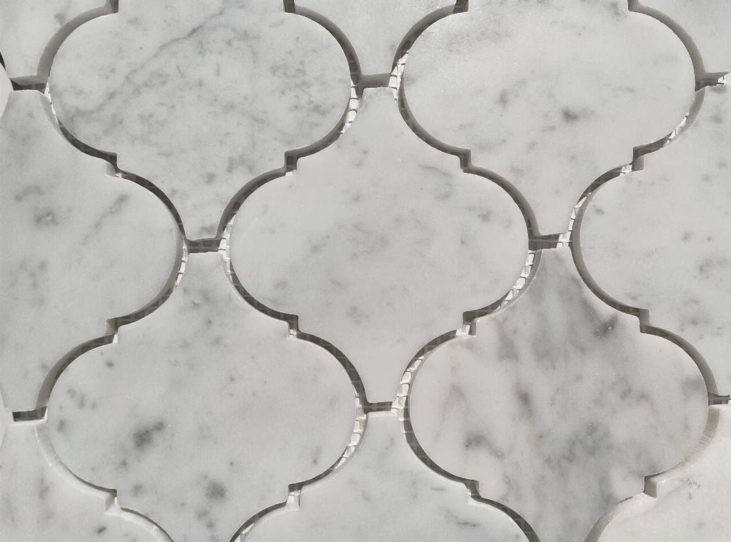 Carrara White Marble Grand Arabesque Baroque Lantern Mosaic Tile Honed Kitchen Bath Wall Floor Backsplash Shower (1