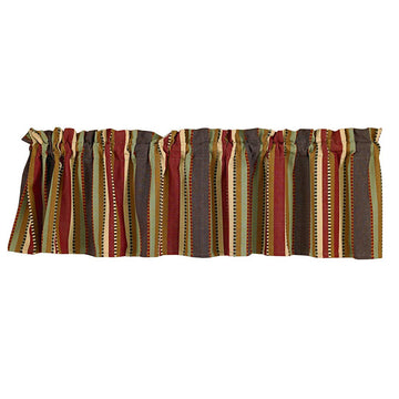 Farmhouse Kitchen Valances for Windows - Striped Lodge Timber Ridge | Fall Decor Window Valance Curtains | Plaid