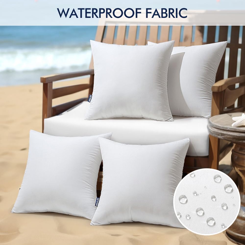 22x22 Inch Outdoor Pillow Inserts, Pack of 4 Waterproof Pillows