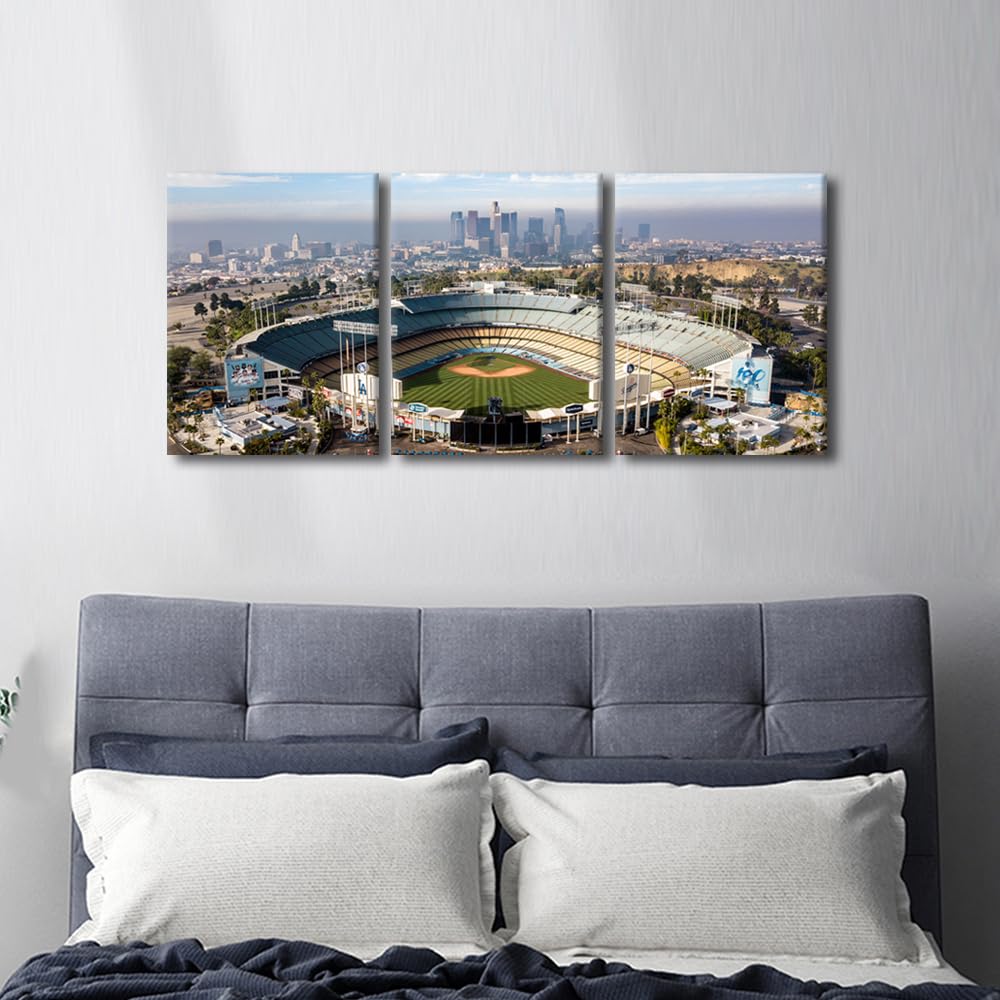 Los Angeles California Panoramic Skyline Cityscape Aerial over Dodger Stadium Painting Decor HD Prints on Canvas