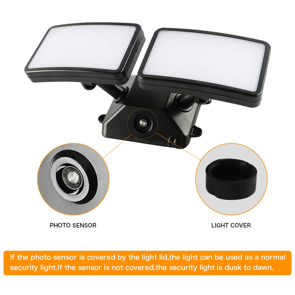 18W Dusk to Dawn Plug-in Flood Light, 5000K 1600lm Outdoor 2 Pack