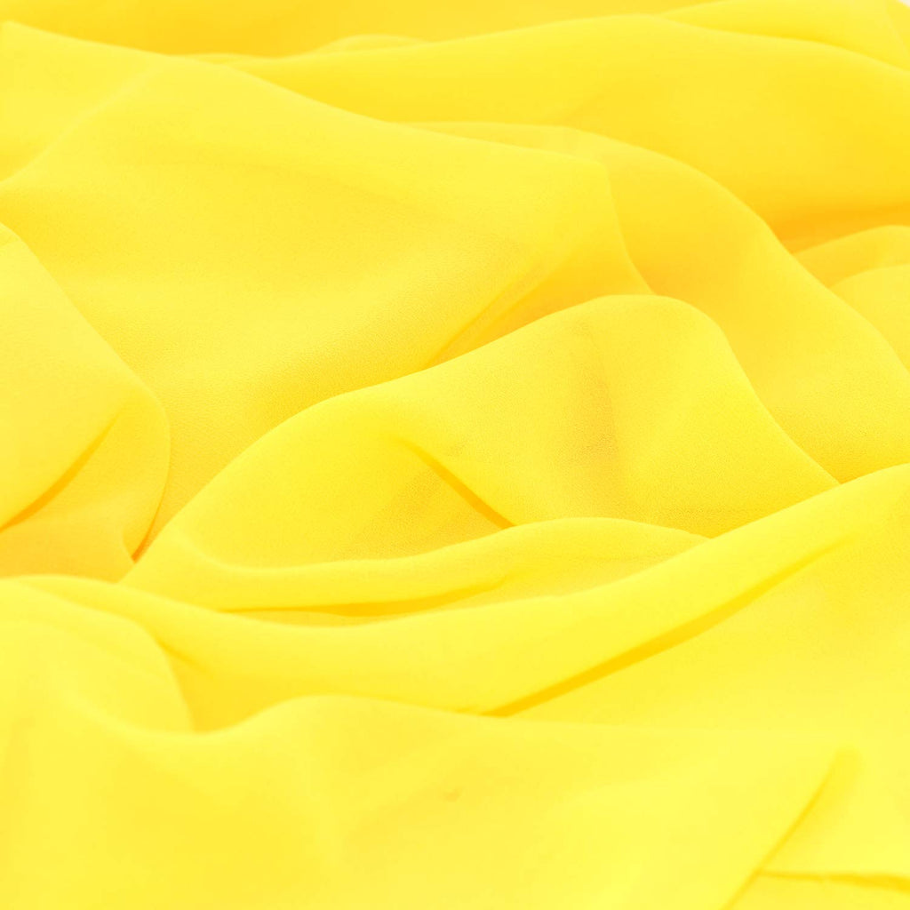 Chiffon Fabric Polyestser Sheer for Bridal Decoration 59"(3 Yards, Yellow)