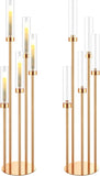 5 Arm Candelabra Centerpieces for Tables 42.5'' Tall Floor Candle Holder Metal Candlestick Stand with Acrylic