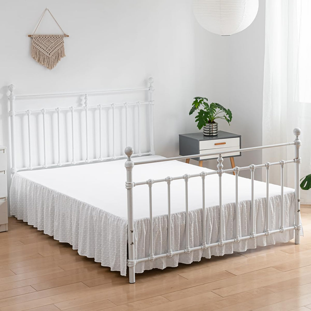 Tufted Dot Bed Skirt - Ruffled Bed Skirt with Split Corners