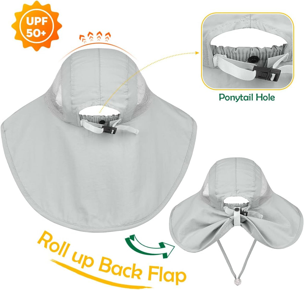 Kids Sun Hat UPF50+ Summer Beach Play Sun Protection Hats with Neck Flap