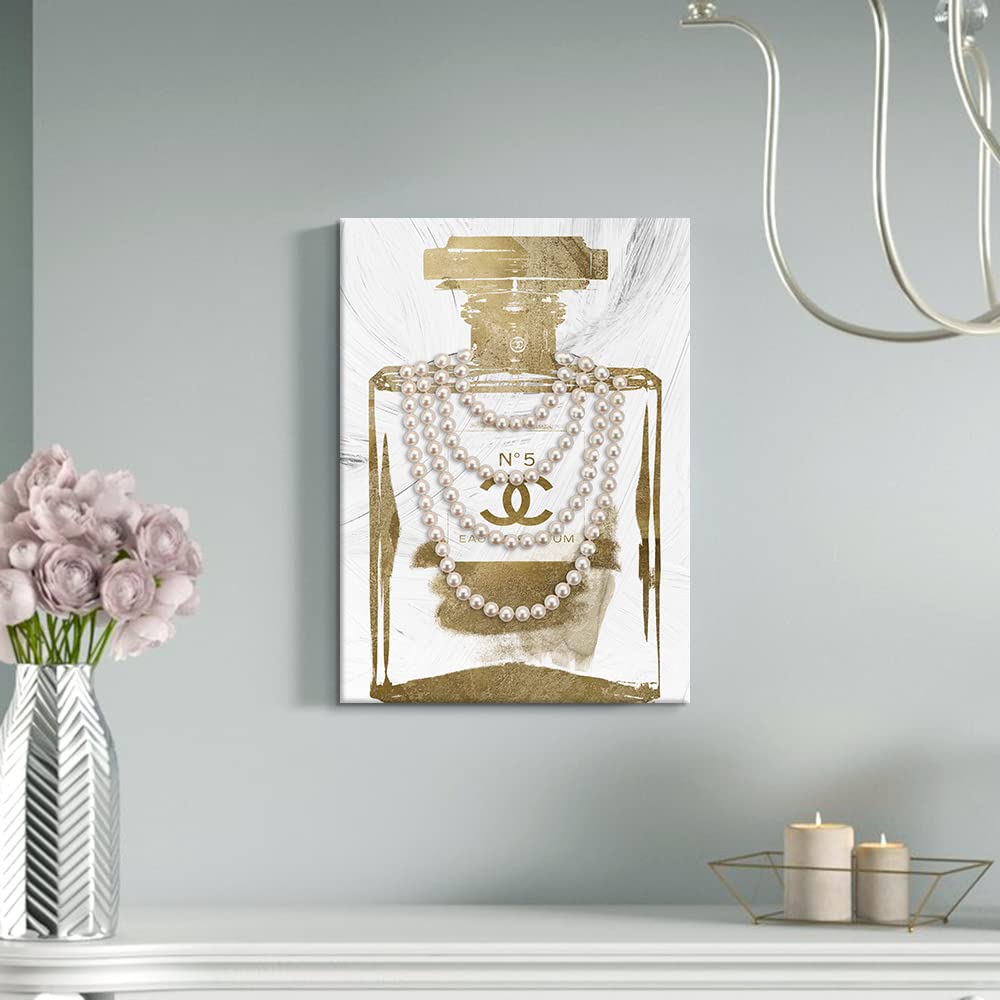 Vintage Perfume Bottle Canvas Wall Art Modern Luxury Posters Print Fashion Glam Poster Picture Make up Room Home