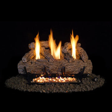 Fyreside 24-inch Live Oak Log Set with Vent-Free Burner, On/Off Remote Control and Gas Connection Kit. (Natural Gas