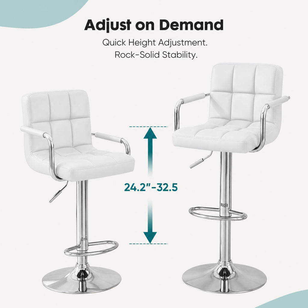 Swivel Bar Stools Set of 4, PU Leather Counter Stool with Armrest