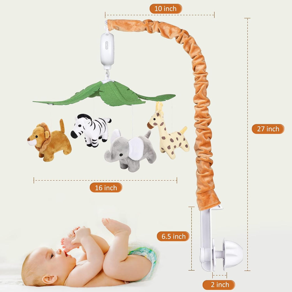 Safari Animals Baby Musical Crib Mobile for Baby Boys and Girls
