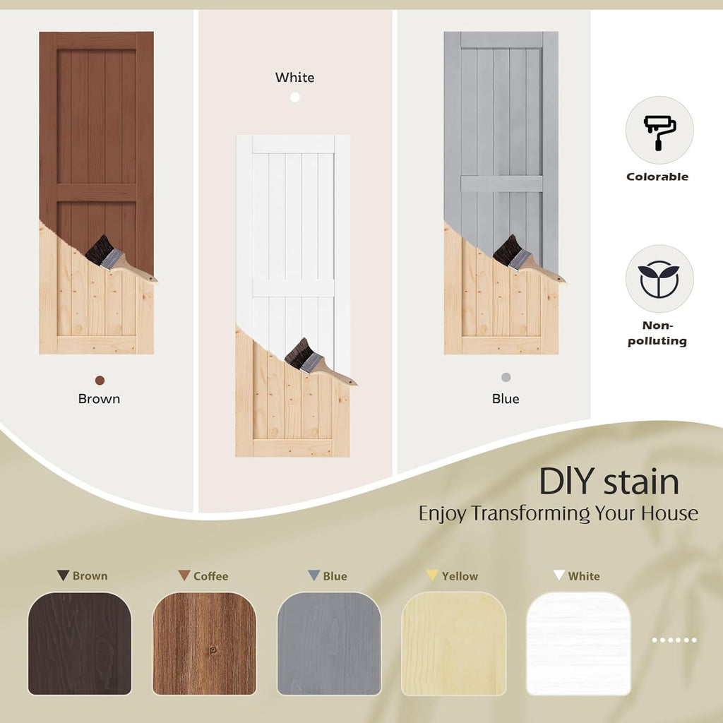 48in x 84in Sliding Barn Wood Door,Interior Doors,DIY Assemblely,Solid Natural Spruce Panelled Slab,